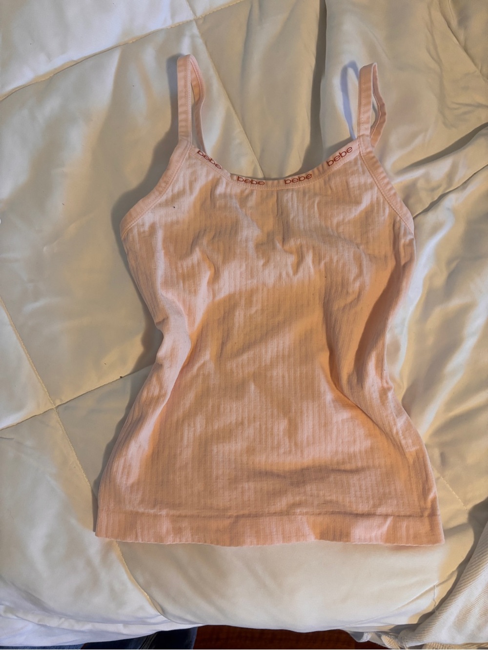 bebe Peach Ribbed Cami with Thin Straps